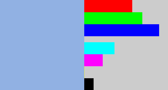 Hex color #91b1e3 - light grey blue