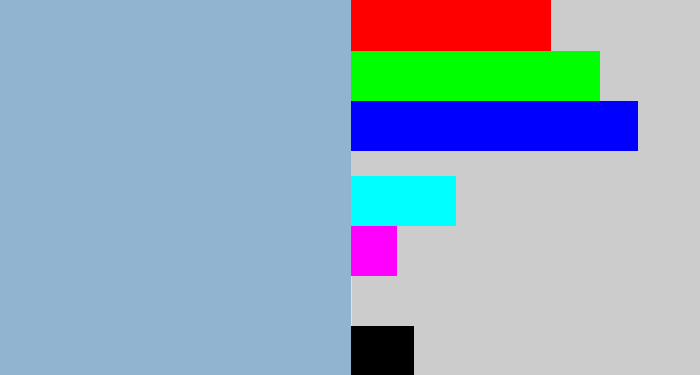 Hex color #91b4d0 - light grey blue