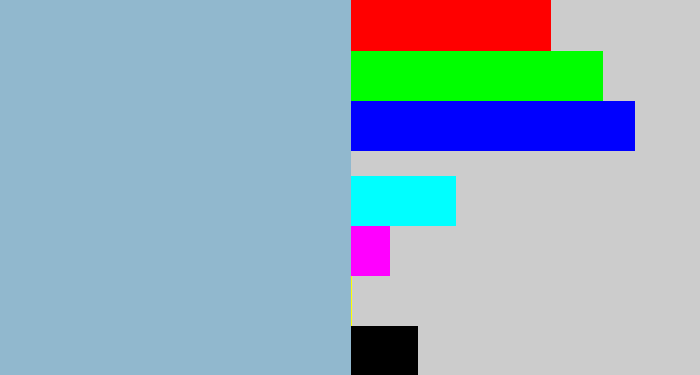 Hex color #91b8ce - light grey blue