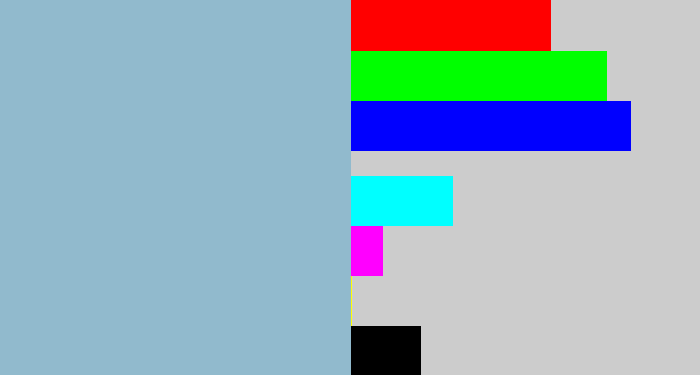 Hex color #91bacd - light grey blue