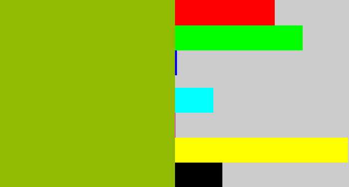 Hex color #91bb02 - booger green