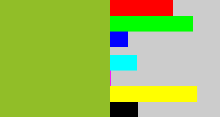 Hex color #91be28 - sick green