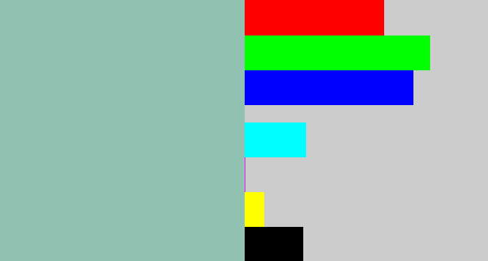 Hex color #91c1b1 - pale teal
