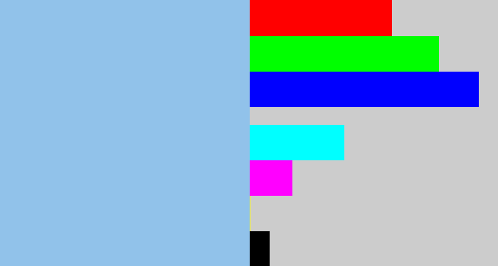 Hex color #91c2ea - light blue