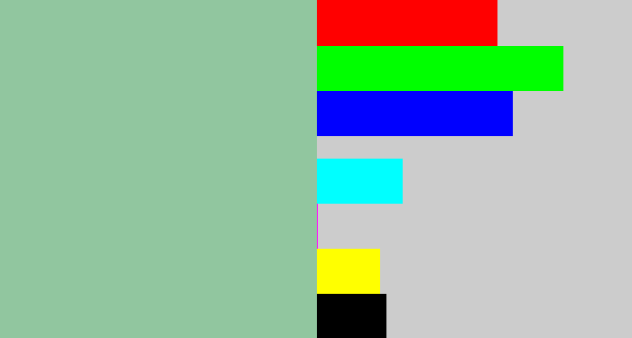 Hex color #91c69f - pale teal