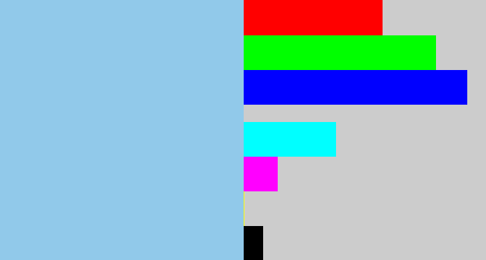 Hex color #91c9ea - light blue