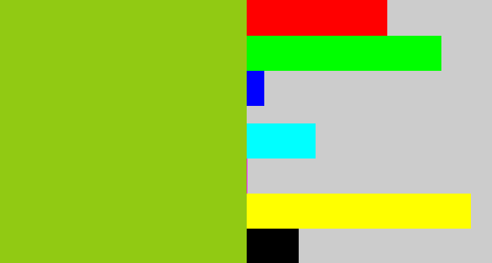 Hex color #91ca13 - slime green