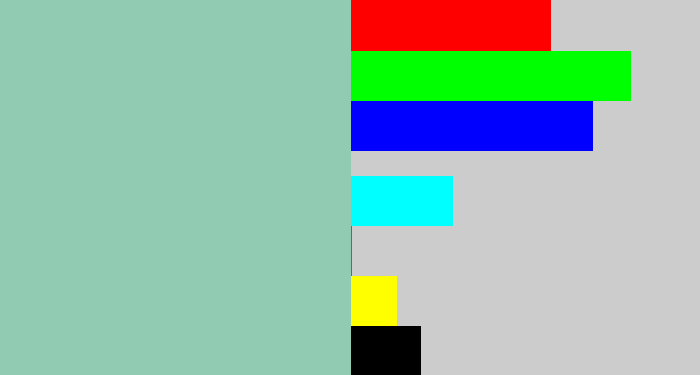 Hex color #91cbb1 - pale teal
