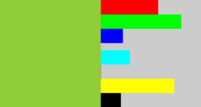 Hex color #91cd38 - kiwi green