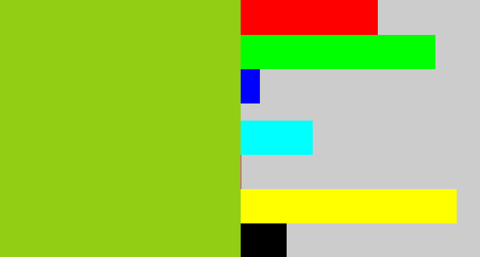 Hex color #91ce14 - slime green