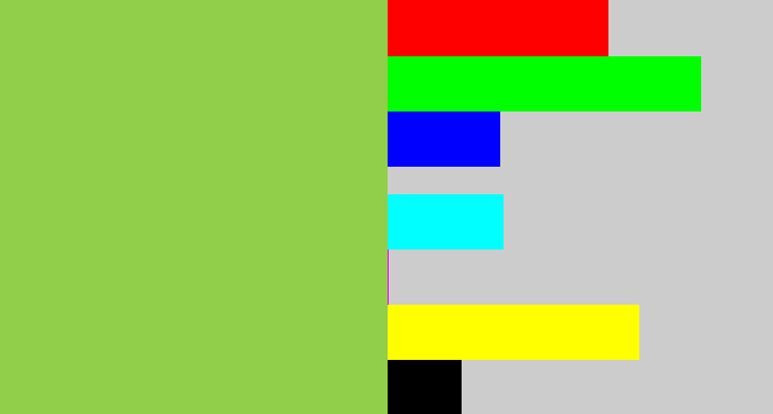 Hex color #91ce49 - kiwi green