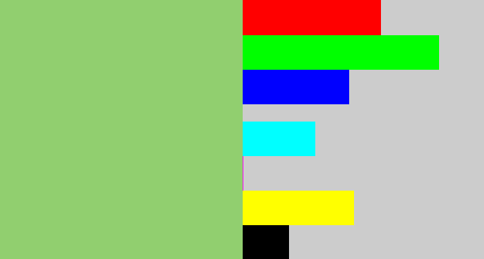 Hex color #91cf6f - light moss green