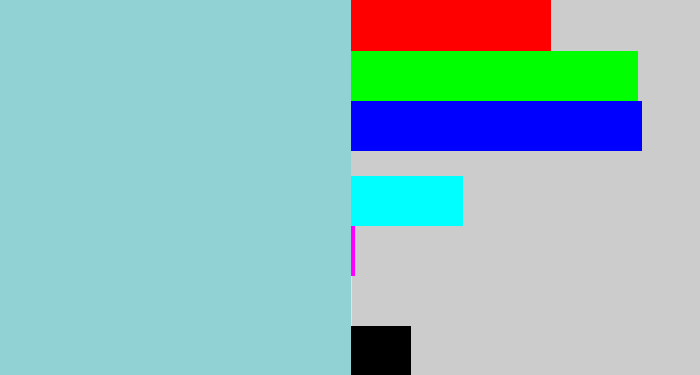 Hex color #91d2d4 - light grey blue