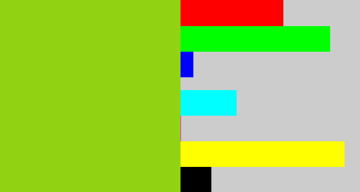 Hex color #91d313 - slime green