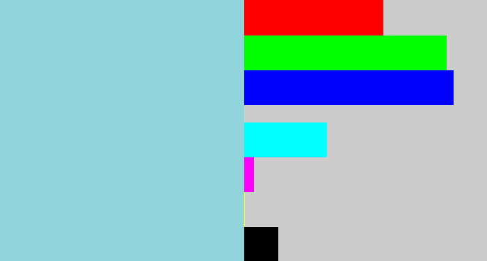 Hex color #91d4dc - light grey blue
