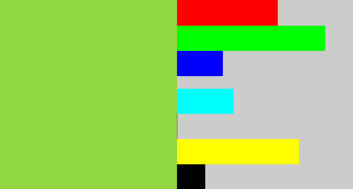 Hex color #91d643 - kiwi green
