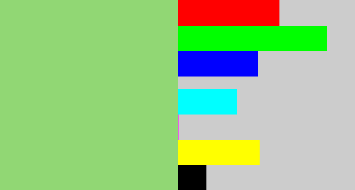 Hex color #91d774 - light moss green