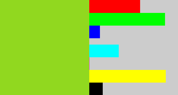Hex color #91d81f - apple green