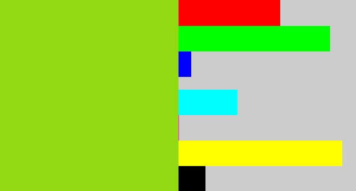Hex color #91da12 - slime green