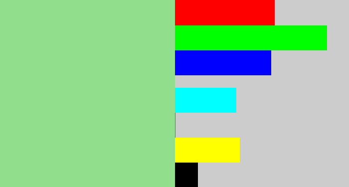 Hex color #91df8c - light green
