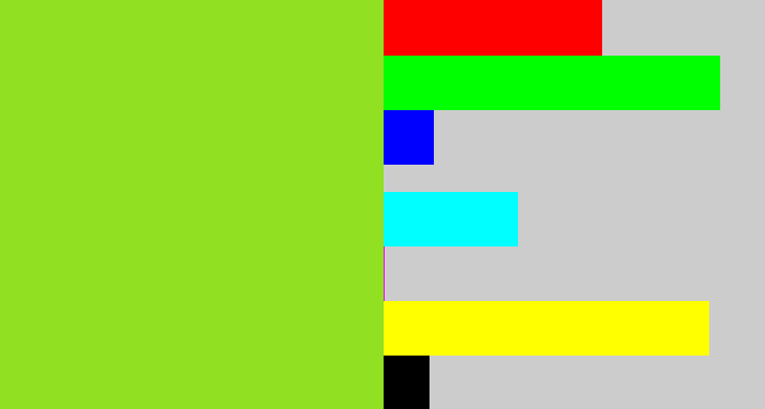 Hex color #91e021 - kiwi green
