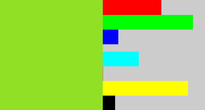 Hex color #91e025 - kiwi green