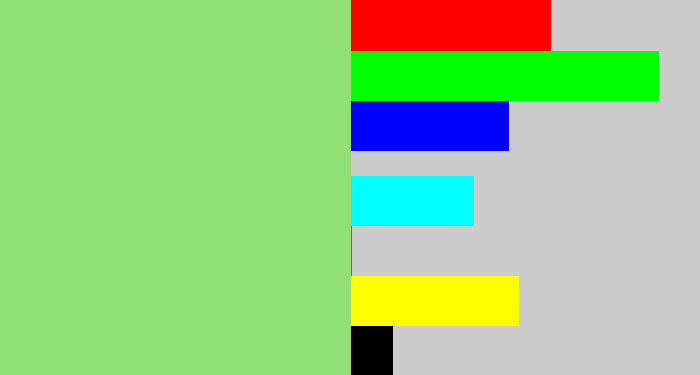 Hex color #91e074 - light green