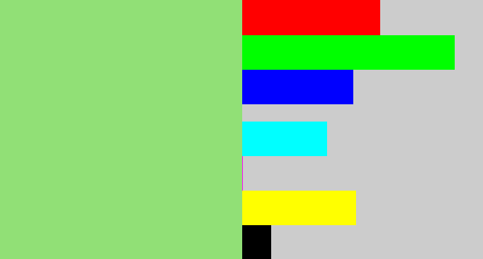 Hex color #91e076 - light green