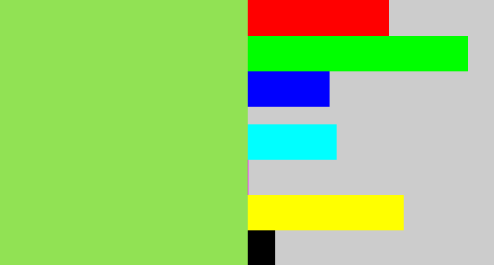 Hex color #91e254 - kiwi green