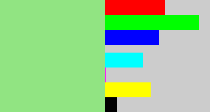 Hex color #91e482 - light green