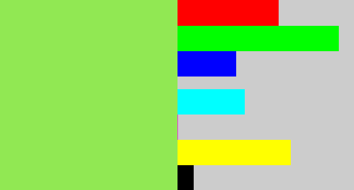 Hex color #91e853 - kiwi green