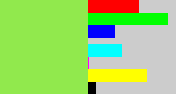 Hex color #91e94d - kiwi green
