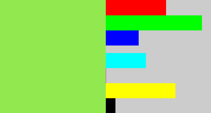 Hex color #91e94f - kiwi green