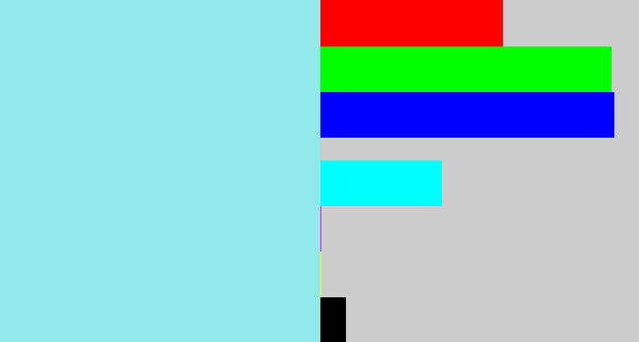 Hex color #91e9ea - robin's egg blue