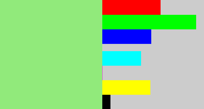 Hex color #91ea7b - light green