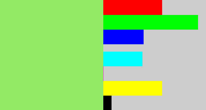 Hex color #91eb64 - light grass green