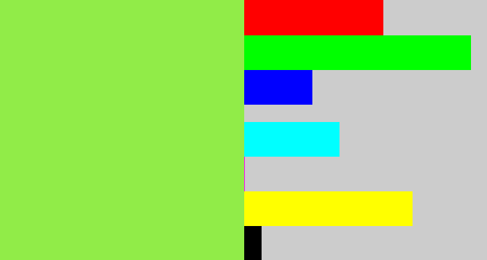 Hex color #91ec48 - kiwi green