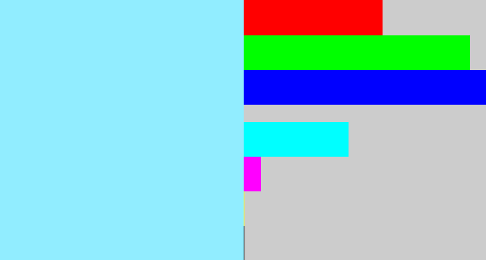 Hex color #91edff - robin egg blue