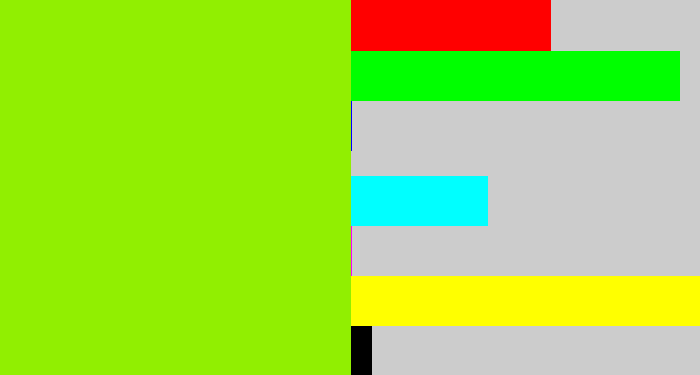 Hex color #91ef01 - acid green