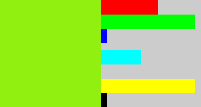 Hex color #91f00f - acid green