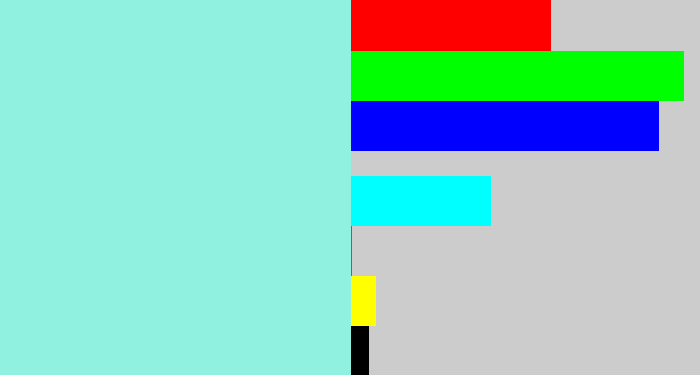 Hex color #91f1e1 - light aqua