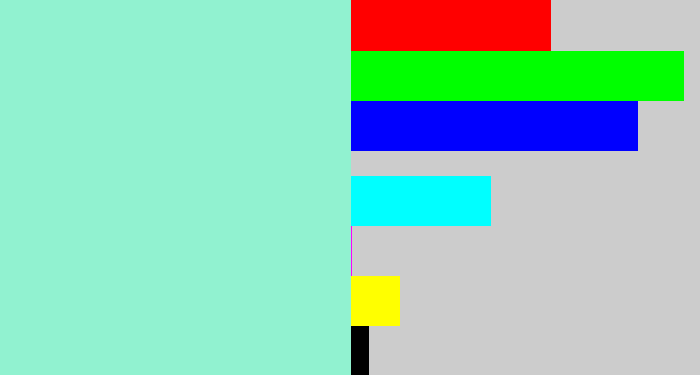 Hex color #91f2d0 - light aqua