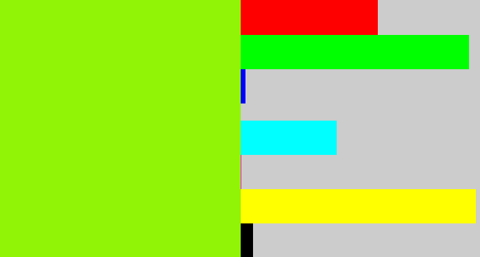 Hex color #91f306 - acid green