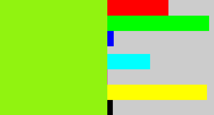 Hex color #91f310 - acid green