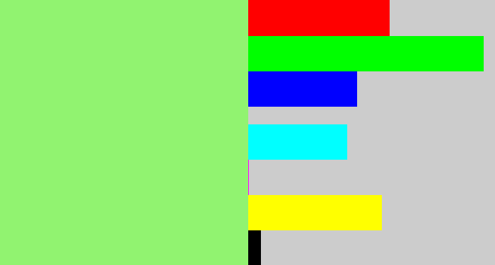 Hex color #91f370 - light green