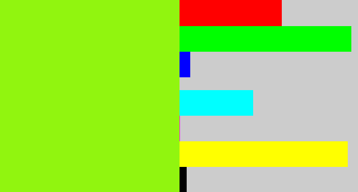Hex color #91f50f - acid green