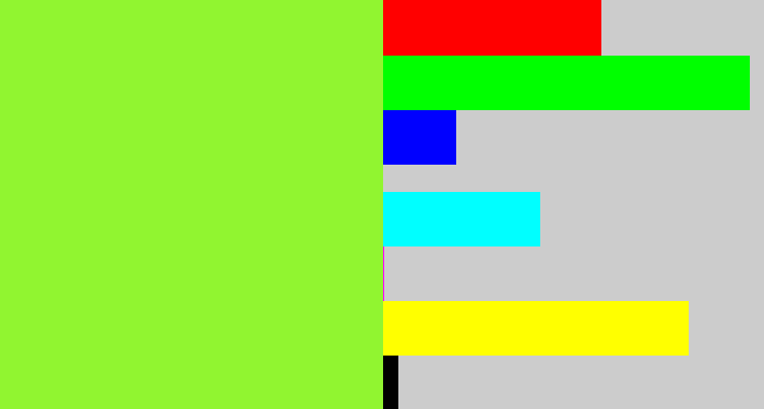 Hex color #91f530 - kiwi green