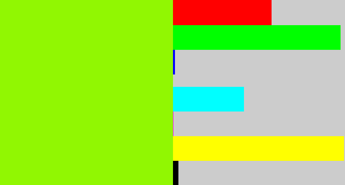 Hex color #91f702 - acid green