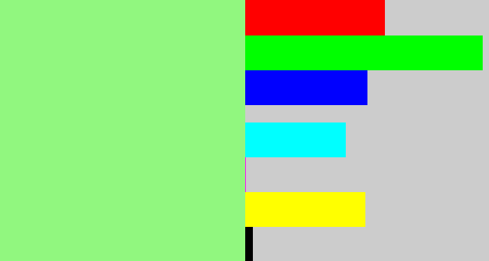 Hex color #91f77f - light green