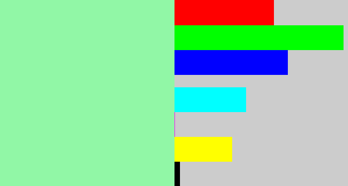 Hex color #91f7a6 - foam green